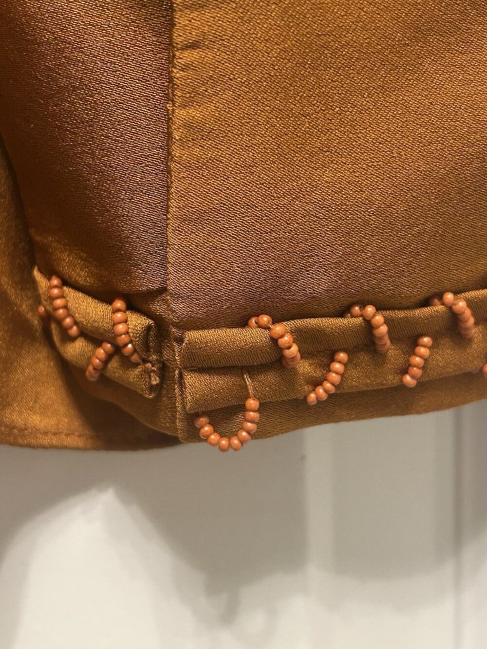 Kobi Halperin Shirt Medium Silk Stretch Beaded Peasant Blouse Burnt Orange Beads - Picture 16 of 16